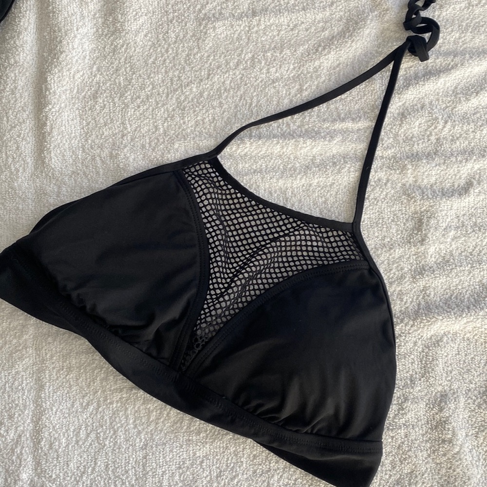 Massimo fishnet insert swim top black size large